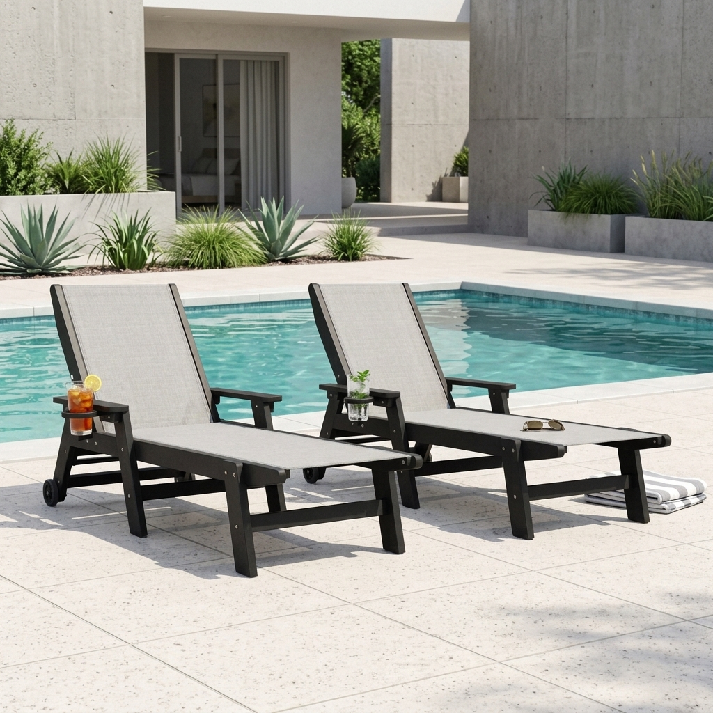 littoral outdoor hdpe sling chaise lounge chair set of 2 - image 4 LITTORAL Outdoor HDPE Sling Chaise Lounge Chair Set of 2 - Image 4