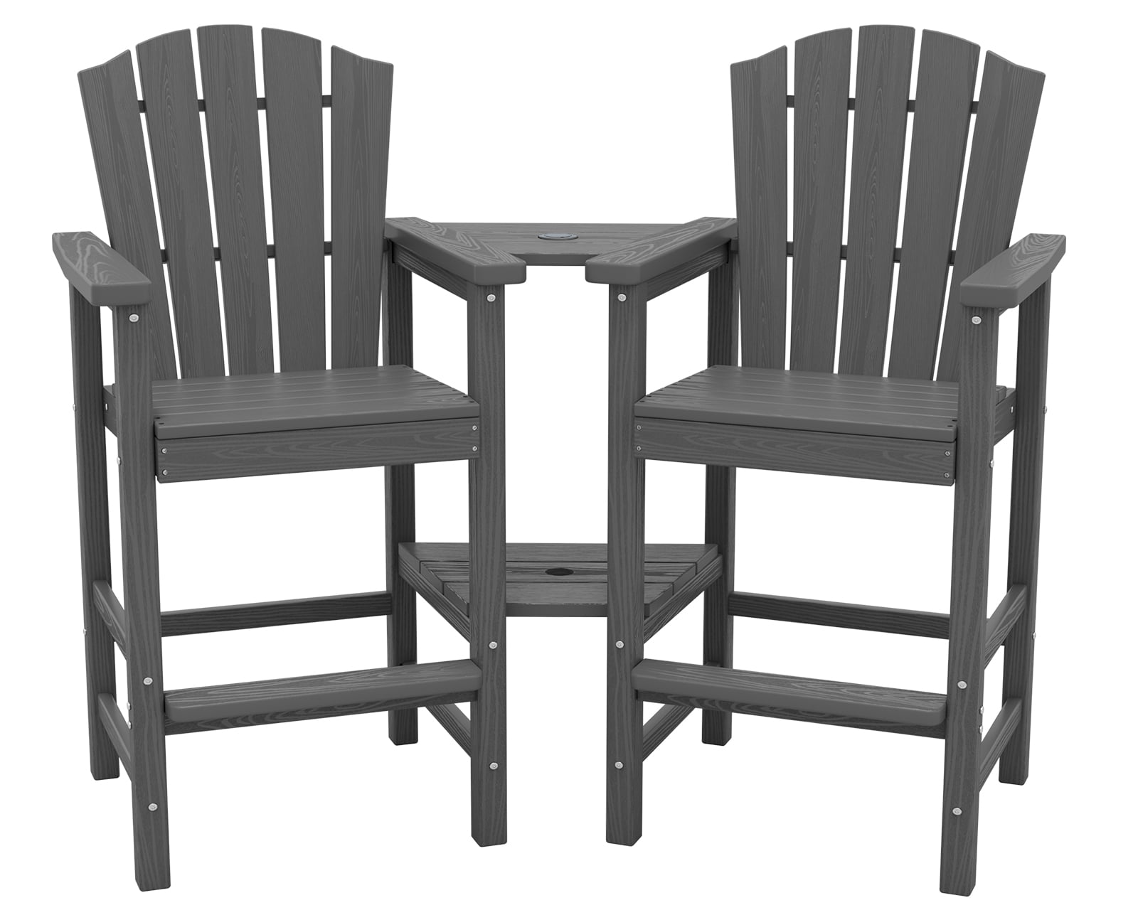 Tall Adirondack Chairs with 2-Tier Connecting Table