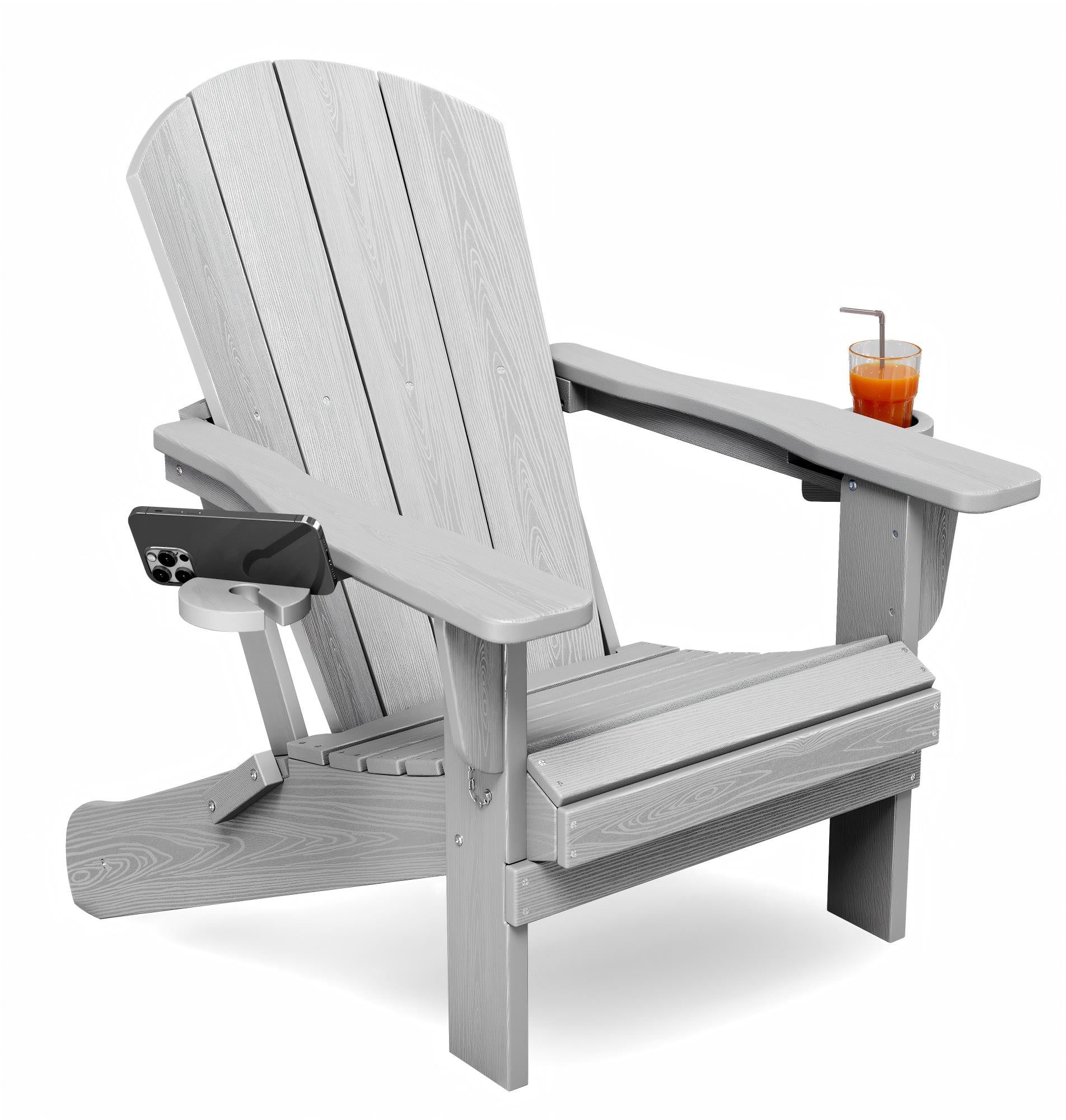 HDPE Folding Adirondack Chair with Dual Cup Holders