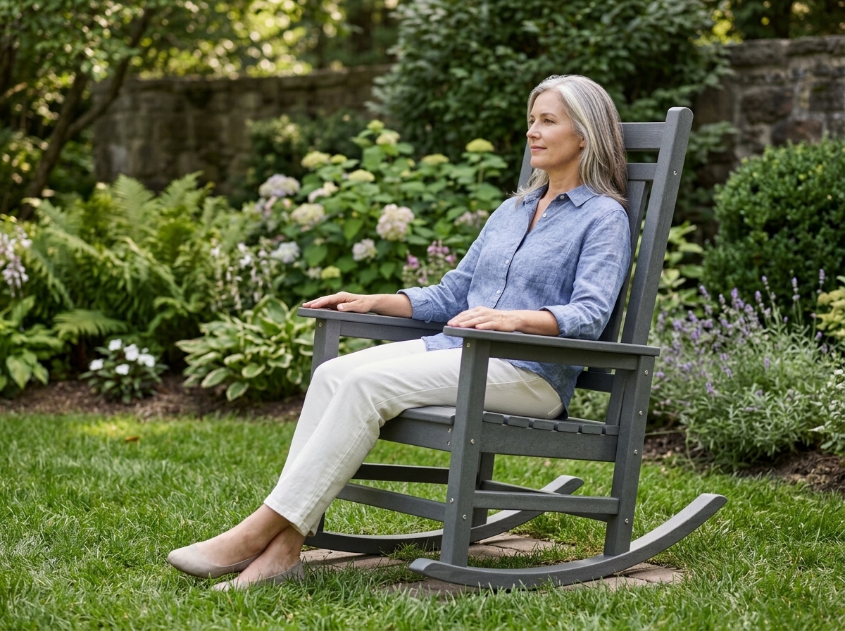 hdpe high-back porch rocking chair - image 5 HDPE High-Back Porch Rocking Chair - Image 5