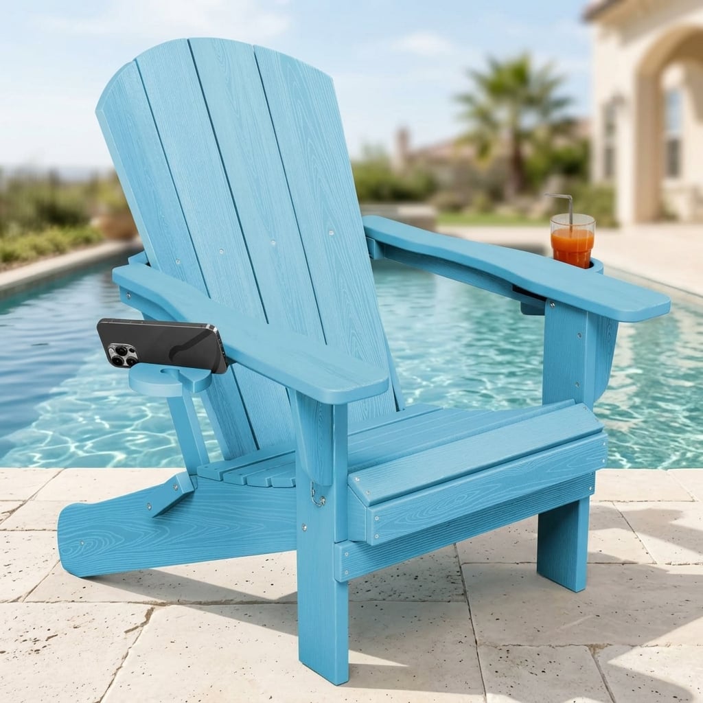 hdpe folding adirondack chair with dual cup holders - image 2 HDPE Folding Adirondack Chair with Dual Cup Holders - Image 2