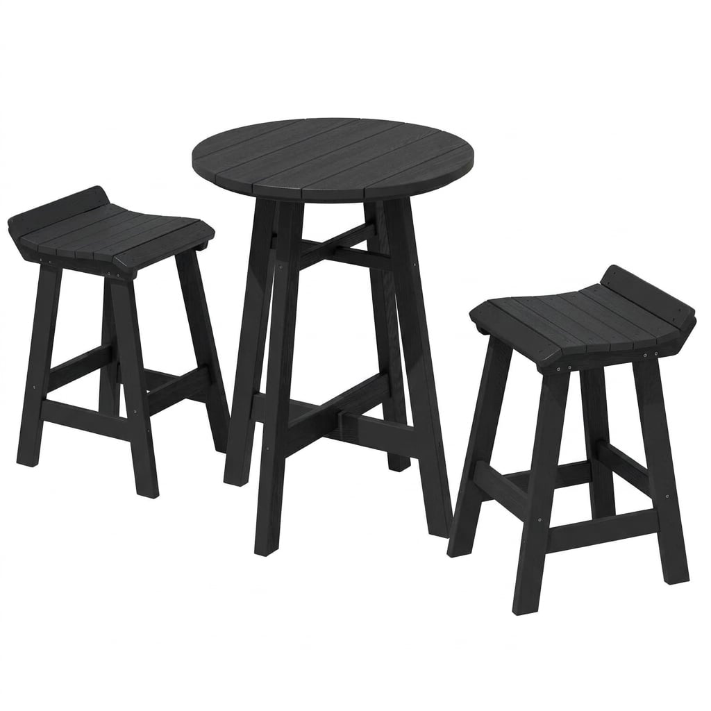 3-Piece Outdoor Bar Set with Backless Stools
