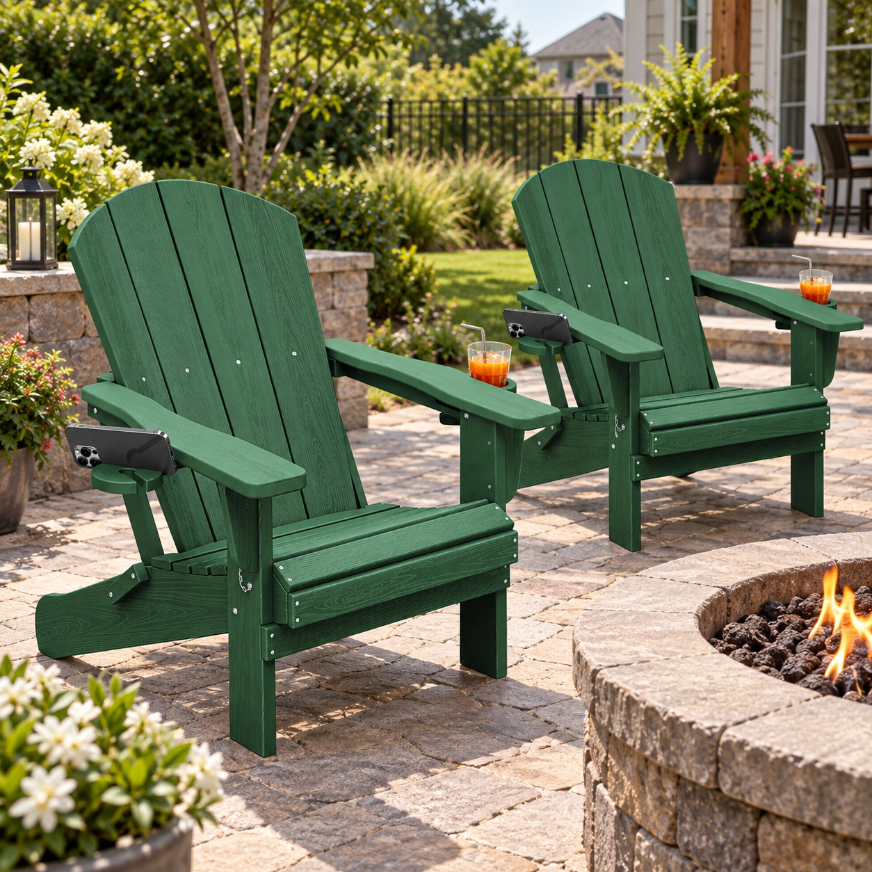 hdpe folding adirondack chair with dual cup holders - image 4 HDPE Folding Adirondack Chair with Dual Cup Holders - Image 4