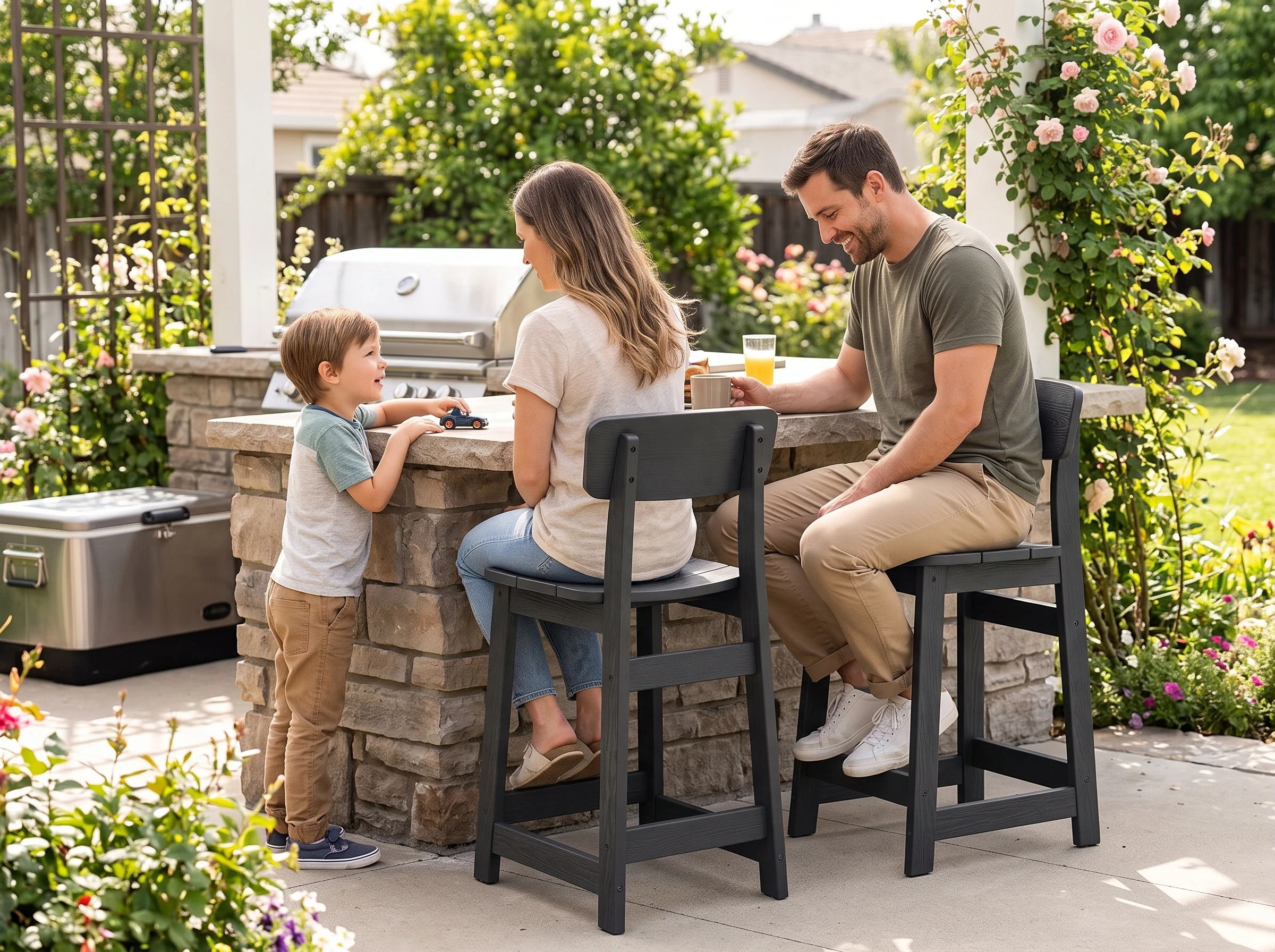 outdoor counter-height bar stools set of 2 - image 3 Outdoor Counter-Height Bar Stools Set of 2 - Image 3