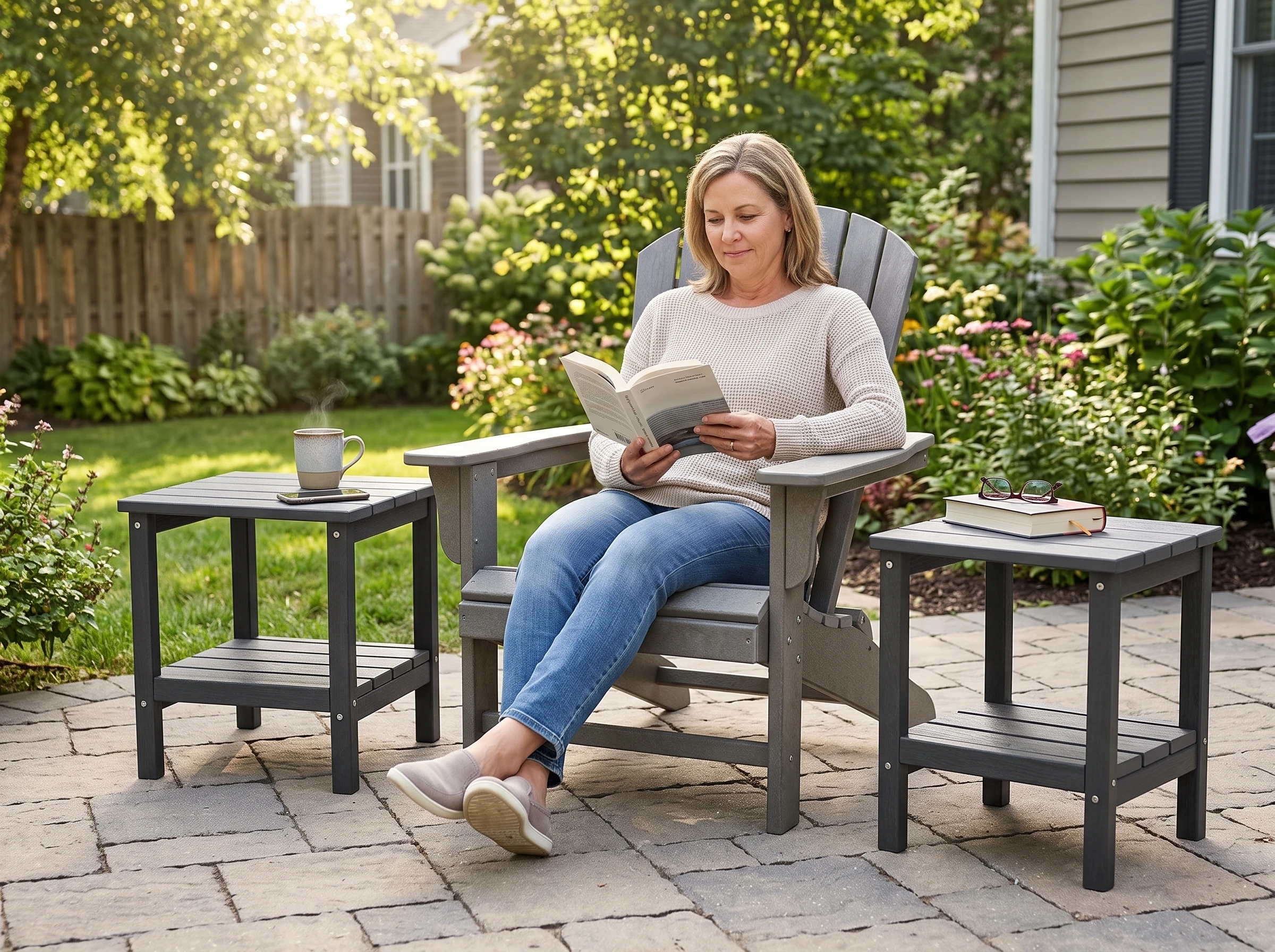 hdpe 2-tier outdoor side tables set of 2 - image 6 HDPE 2-Tier Outdoor Side Tables Set of 2 - Image 6