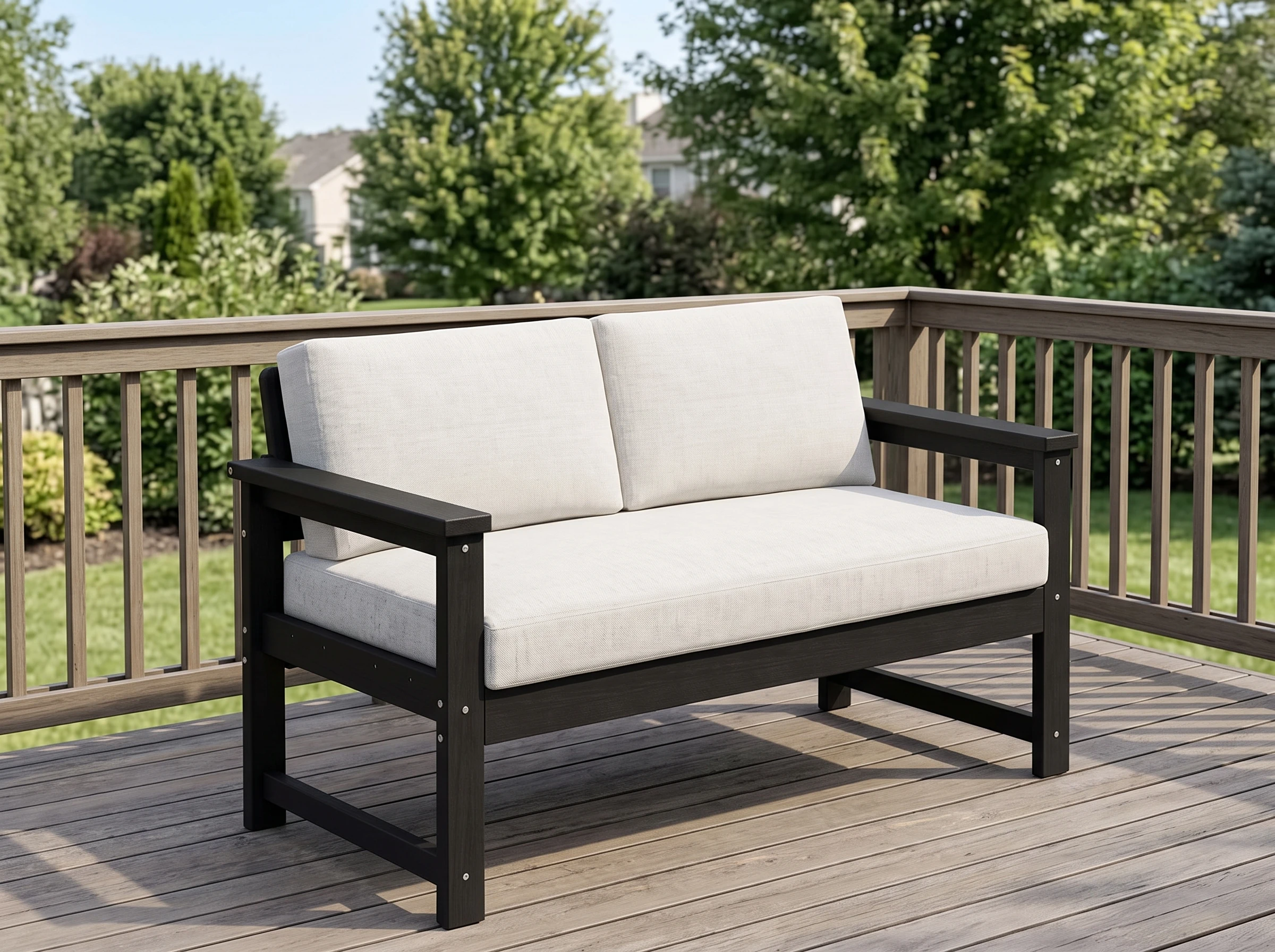 hdpe 2-person outdoor loveseat with cushions - image 4 HDPE 2-Person Outdoor Loveseat with Cushions - Image 4