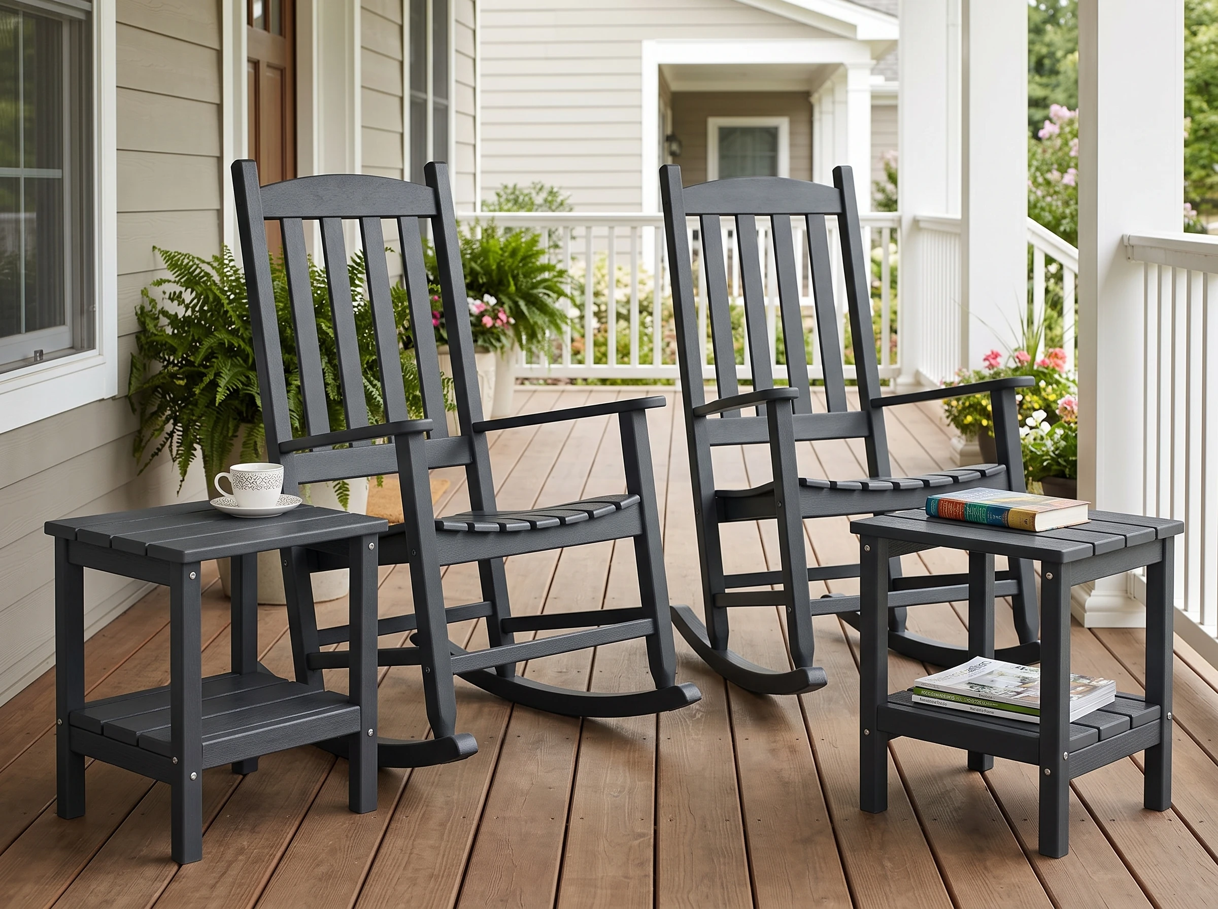 hdpe 2-tier outdoor side tables set of 2 - image 3 HDPE 2-Tier Outdoor Side Tables Set of 2 - Image 3