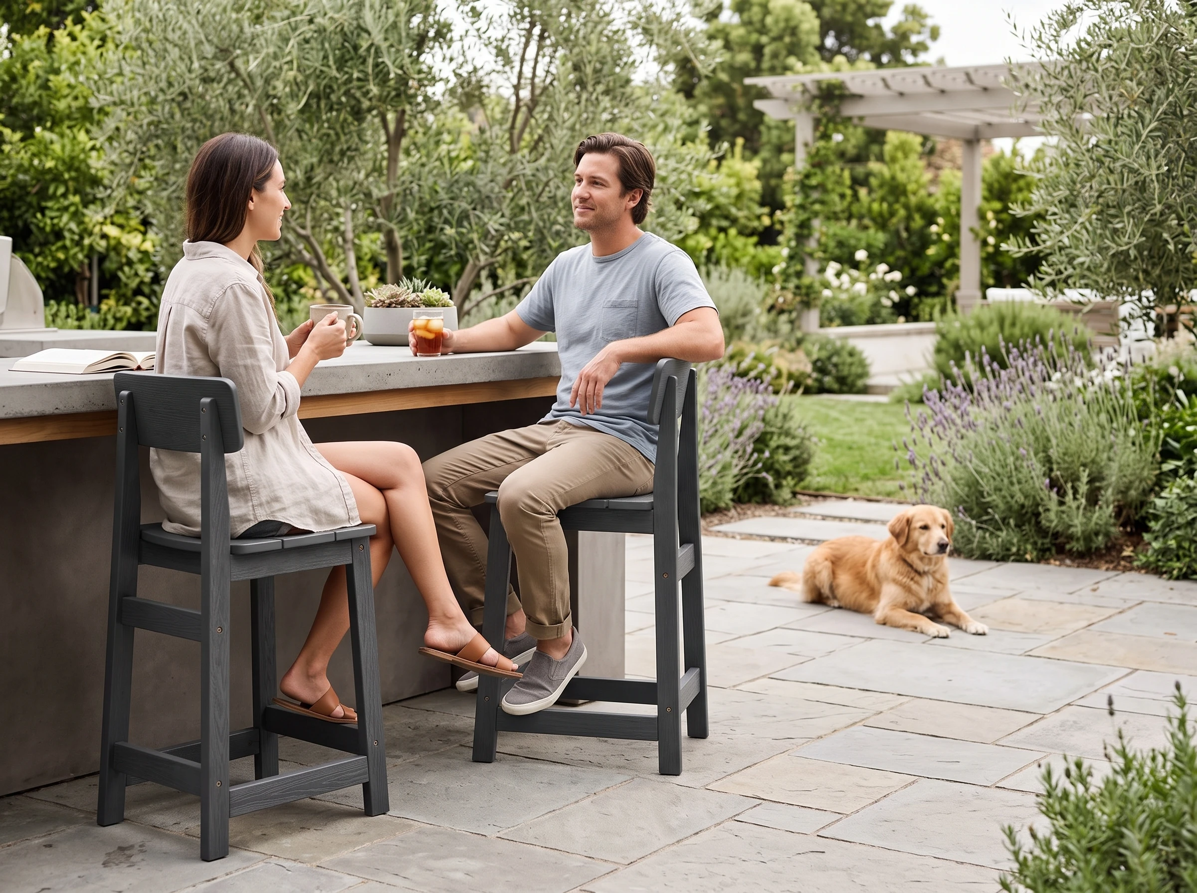 outdoor counter-height bar stools set of 2 - image 4 Outdoor Counter-Height Bar Stools Set of 2 - Image 4