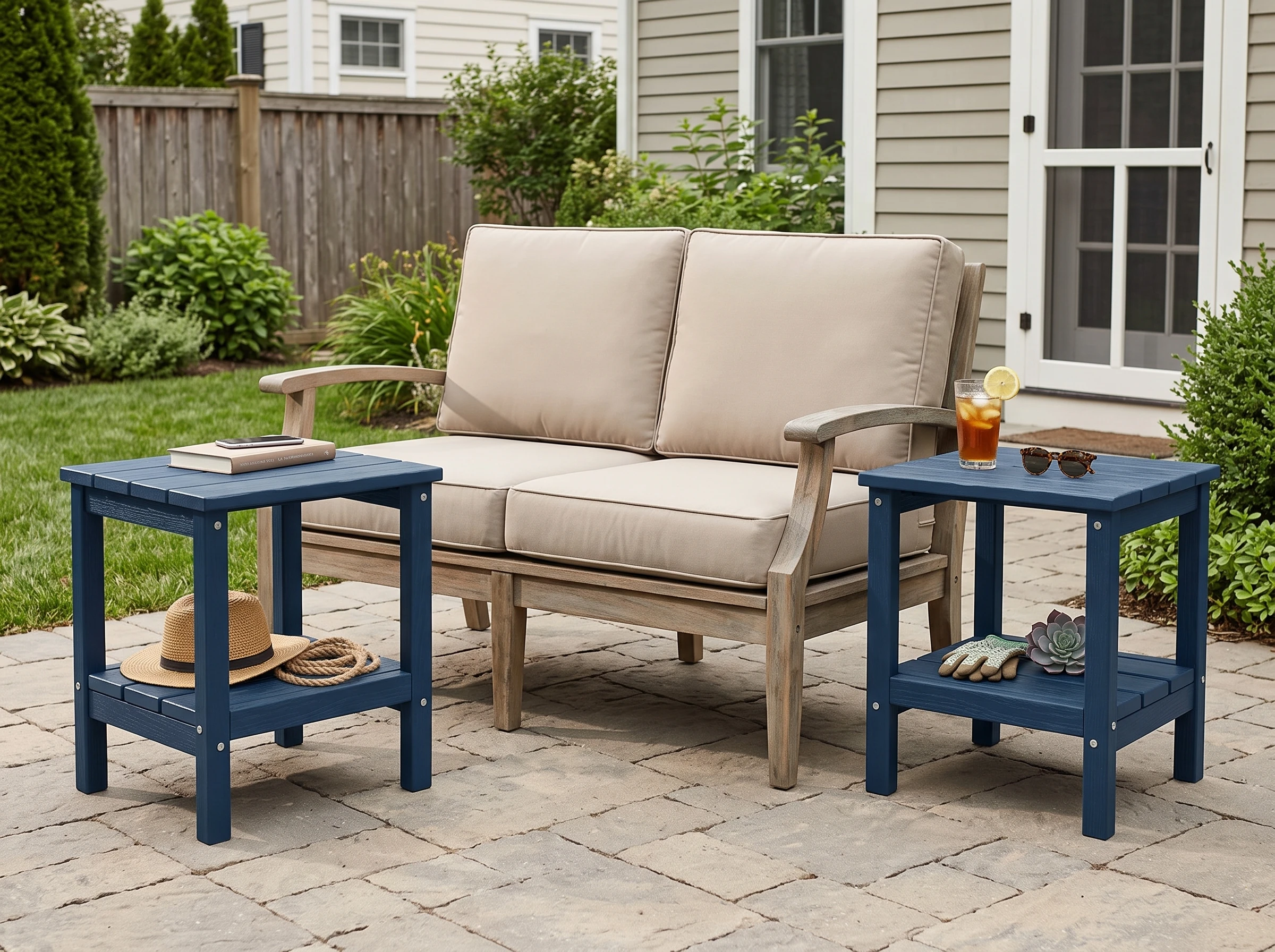 hdpe 2-tier outdoor side tables set of 2 - image 4 HDPE 2-Tier Outdoor Side Tables Set of 2 - Image 4