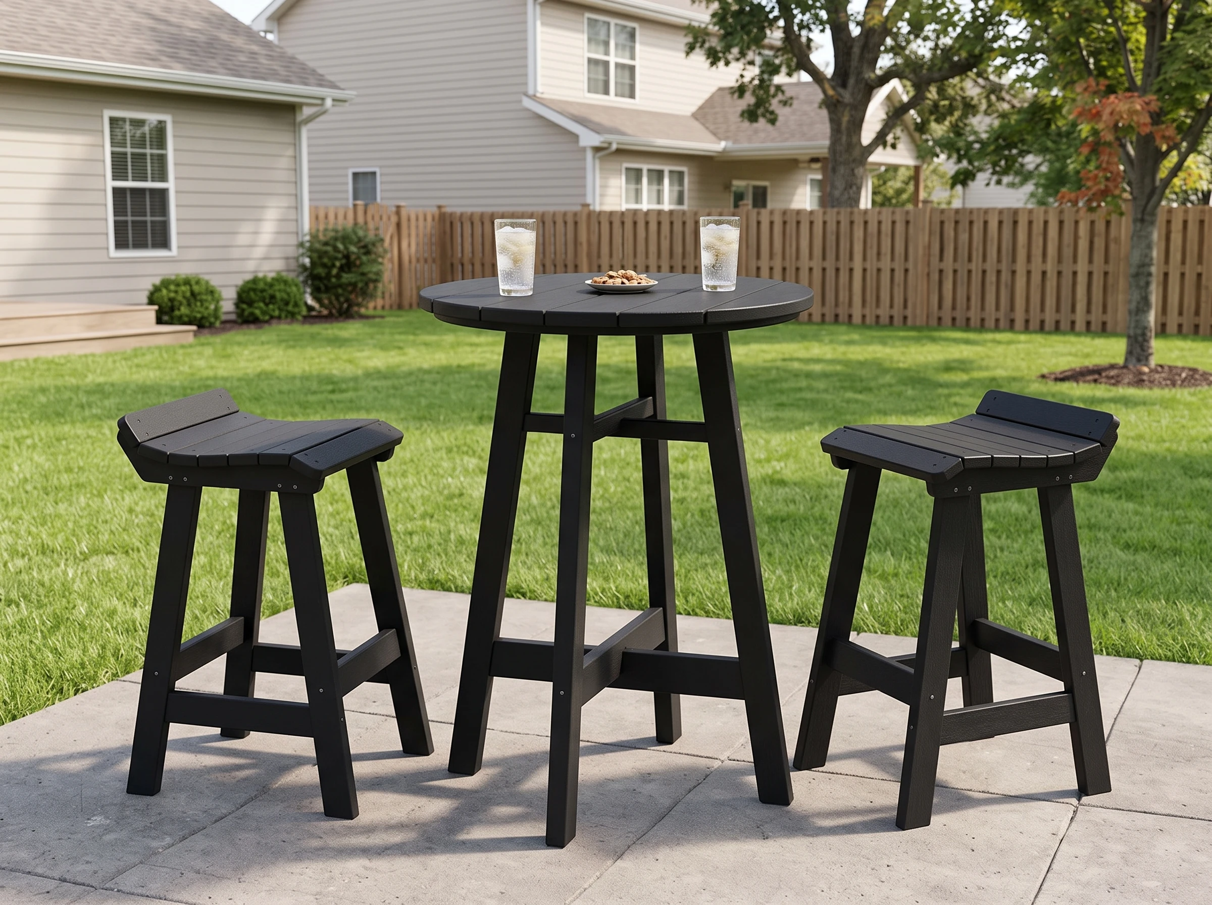 3-piece outdoor bar set with backless stools - image 4 3-Piece Outdoor Bar Set with Backless Stools - Image 4