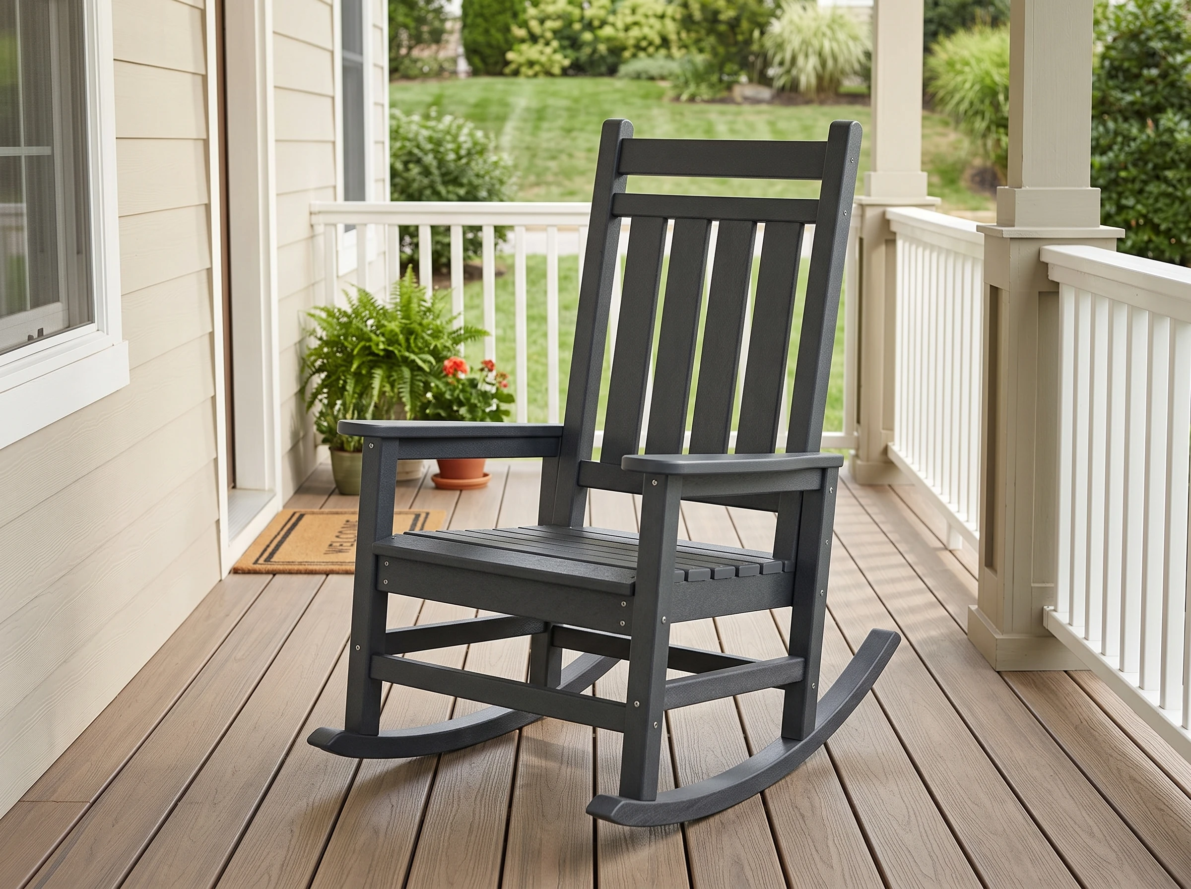 hdpe high-back porch rocking chair - image 4 HDPE High-Back Porch Rocking Chair - Image 4