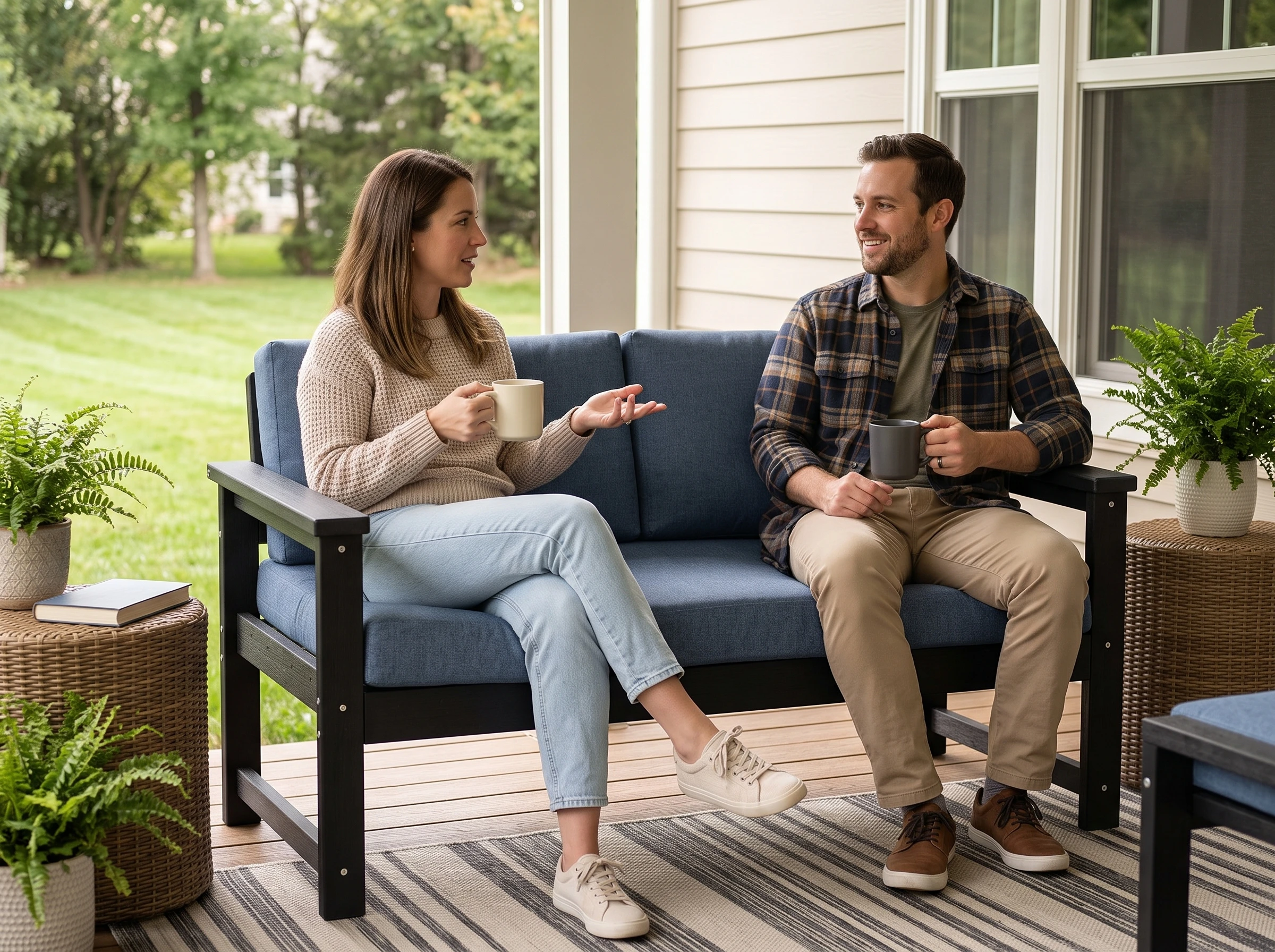 hdpe 2-person outdoor loveseat with cushions - image 6 HDPE 2-Person Outdoor Loveseat with Cushions - Image 6