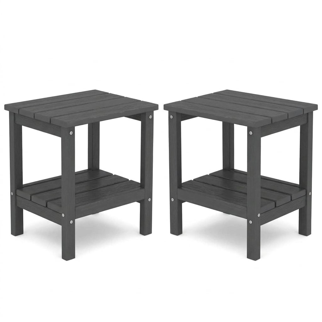 HDPE 2-Tier Outdoor Side Tables Set of 2
