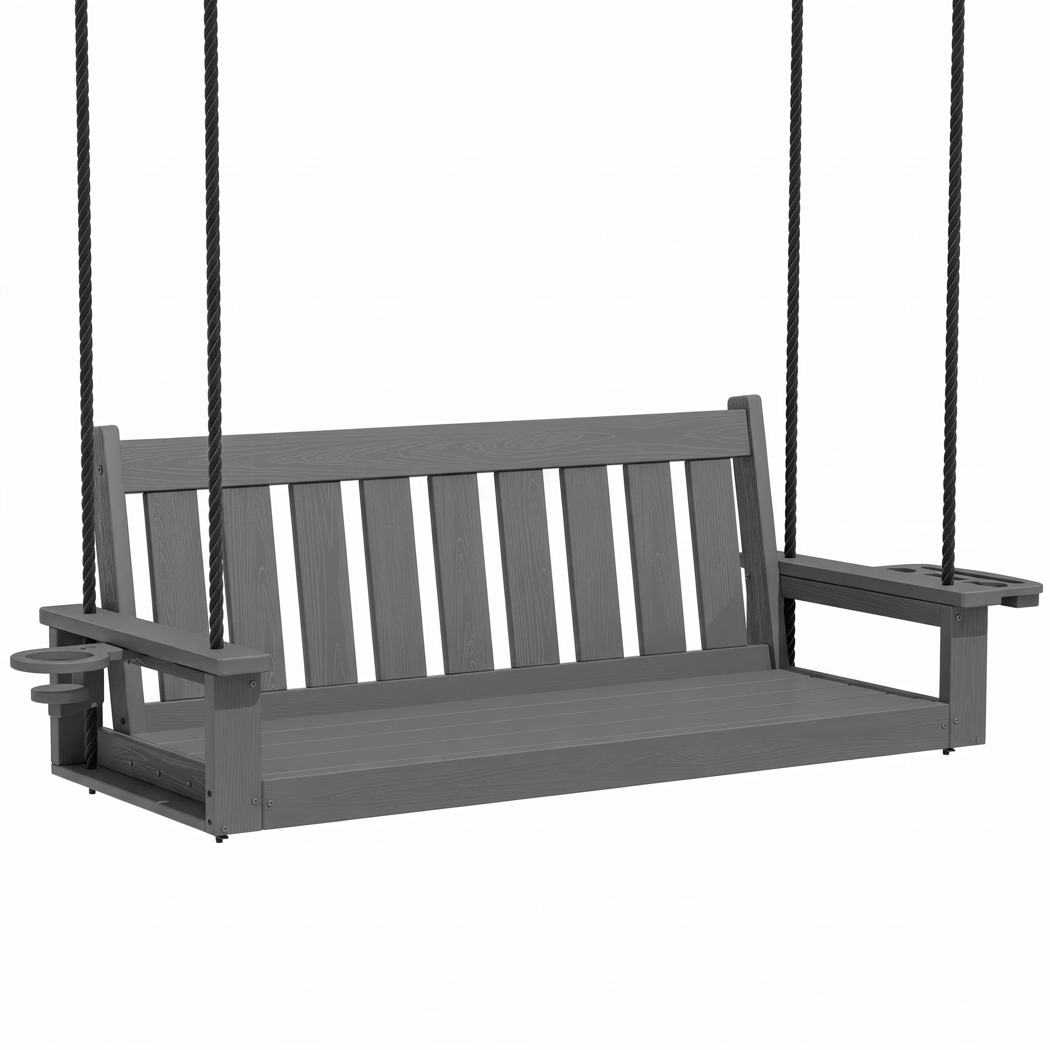 HDPE 2-Person Porch Swing with Side Tray & Cup Holder