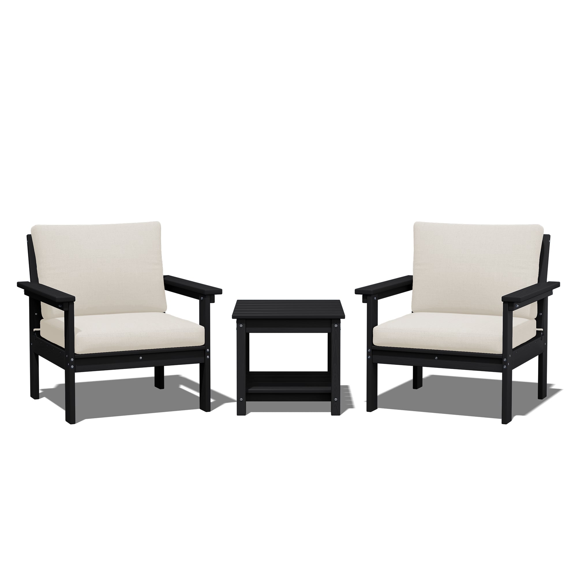hdpe 3-piece patio conversation set with side table HDPE 3-Piece Patio Conversation Set with Side Table